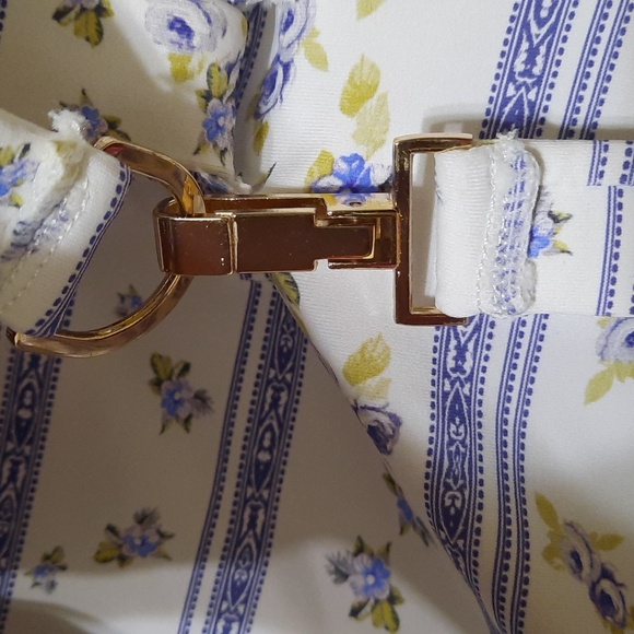 NWT ANTONIO MELANI BLUE BELTED ABYSS FLORAL/STRIPED ONE PIECE SWIMSUIT SZ L - Picture 12 of 16